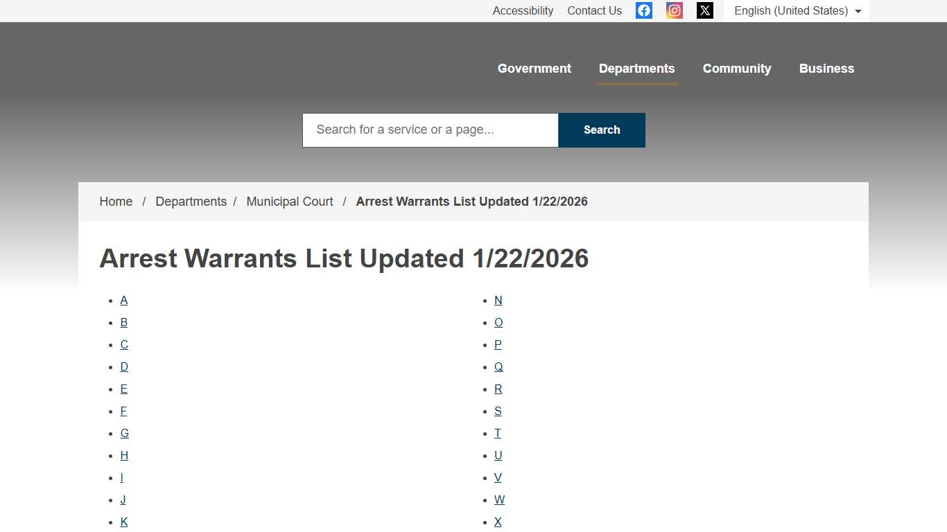 Arrest Warrants List Updated 1/22/2026 - City of Helena, MT